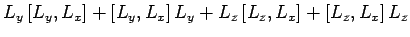 $\displaystyle L_y [L_y,L_x] + [L_y,L_x] L_y + L_z [L_z,L_x] + [L_z, L_x] L_z$