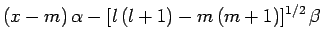 $\displaystyle (x - m) \alpha - [l (l+1)-m (m+1)]^{1/2} \beta$