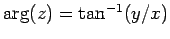 ${\rm arg}(z)=\tan^{-1}(y/x)$