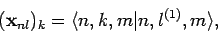 \begin{displaymath}
({\bf x}_{nl})_k = \langle n,k,m\vert n,l^{(1)},m\rangle,
\end{displaymath}