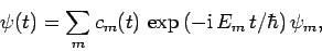 \begin{displaymath}
\psi(t) = \sum_m c_m(t) \exp\left(-{\rm i} E_m t/\hbar\right)\psi_m,
\end{displaymath}