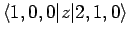 $\displaystyle \langle 1,0,0\vert z\vert 2,1,0\rangle$