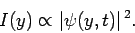 \begin{displaymath}
I(y) \propto \vert\psi(y,t)\vert^{ 2}.
\end{displaymath}