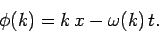 \begin{displaymath}
\phi(k) = k x - \omega(k) t.
\end{displaymath}