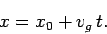 \begin{displaymath}
x = x_0+v_g t.
\end{displaymath}