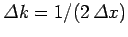 ${\mit\Delta}k= 1/(2 {\mit\Delta} x)$