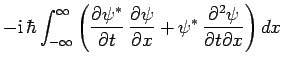 $\displaystyle -{\rm i} \hbar\int_{-\infty}^{\infty}
\left(\frac{\partial\psi^\...
...}{\partial x} + \psi^\ast \frac{\partial^2\psi}{\partial t\partial x}\right)dx$